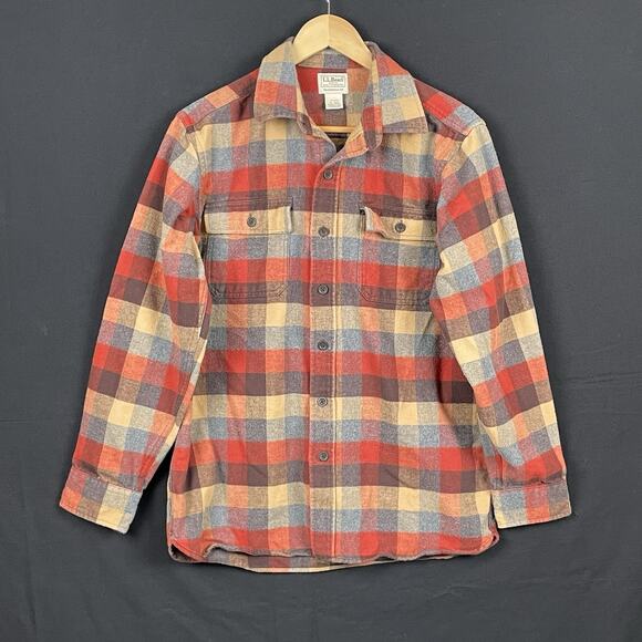 LL Bean Mens Chamois Shirt Size L Plaid Traditional Fit Outdoor Workwear Utility - Picture 1 of 7